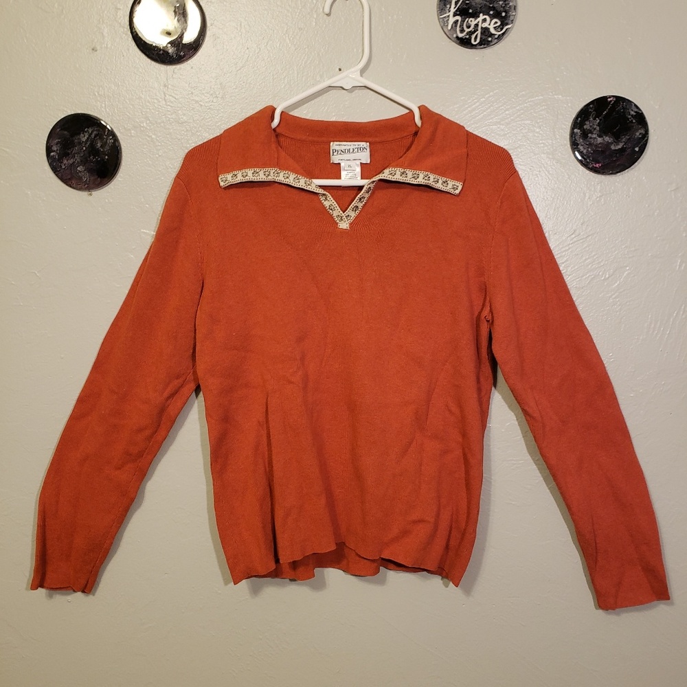 Pendleton orange long sleeve top/pull over